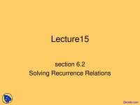 Solving Recurrence Relations - Discrete Mathematics and its Applications - Lecture Slides