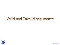 Valid and Invalid Arguments - Foundations of Mathematics - Lecture Slides