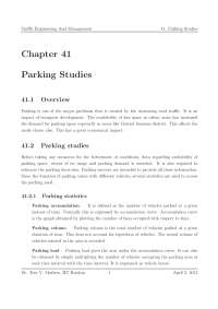 Parking Studies - Traffic Engineering and Management - Lecture Notes