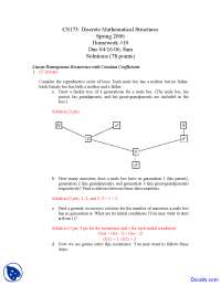 Linear Homogenous Recurrence - Discrete Mathematics - Solved Homework