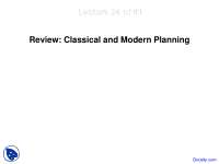 Classical and Modern Planning - Artificial Intelligence - Lecture Slides