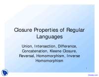 Closure Properties - Automata and Complexity Theory - Lecture Slides