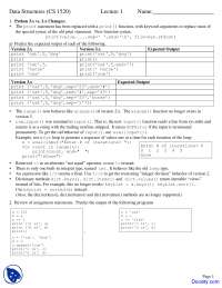 Changes - Data Structures - Lecture Notes - Docsity