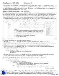 Word Concordance Application: Building a Dictionary ADT for Main Words with Line Numbers