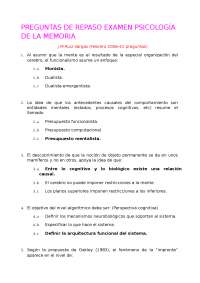PREGUNTAS DE REPASO EXAMEN PSICOLOGÍA DE LA MEMORIA J.M.Ruiz Vargas (Febrero 2