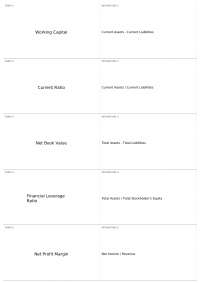 Final Exam (Ratio's) | ACC 201 - Principles of Financial Acct