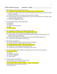 Answer Key for Midterm Exam - Critical Issues Education | EFND 2110