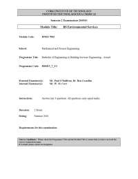 BS Environmental Services Module EPRO 7002 Exam, Summer 2010, Cork Institute of Technology