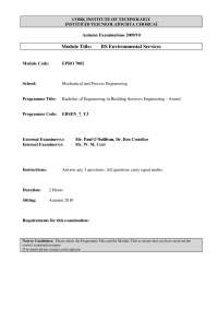 Autumn Examinations 2010 for BS Environmental Services - EPRO 7002