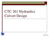 Culvert Design - Hydraulics - Lecture Slides