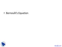 Bernoulli’s Equation - Hydraulics - Lecture Slides