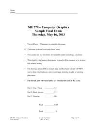 Questions on Drawing in Computer Graphics - Sample Final Exam | ME 228 ...