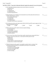 Practice Questions for Exam 3 - Principles of Economics | ECON 2005 ...