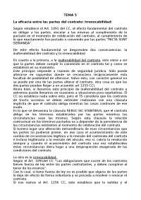La eﬁcacia entre las partes del contrato: irrevocabilidad S - Apuntes