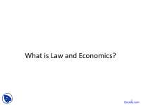 Law and Economics - Economics of Law - Lecture Slides