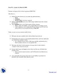 Economic Model of Torts - Economics of Law - Lecture Notes