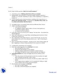 Property Law - Economics of Law - Lecture Notes