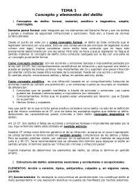 Derecho Penal I. Tema 1. - Apuntes de Derecho Penal - Docsity