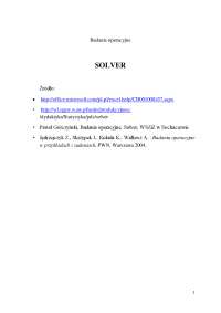 Badania operacyjne solver - Notatki - Ekonometria