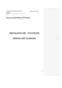 Programowanie dynamiczne przykłady i zadania - Notatki - Ekonometria