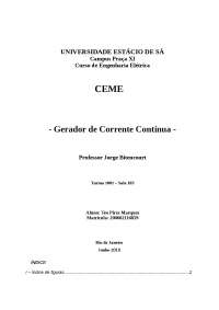 Gerador de Corrente Contínua - Apostilas - Engenharia de Telecomunicações