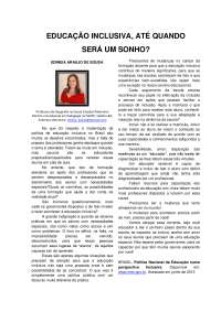 EDUCAÇÃO INCLUSIVA, ATÉ QUANDO SERÁ UM SONHO? - Por Edinéia Araújo, Salobro, BA