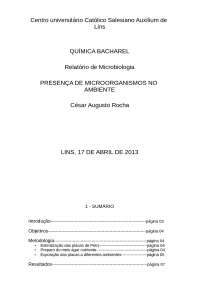 Presença de microorganismos no ambiente