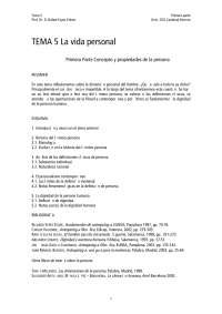 TEMA 5 La vida personal Primera Parte Concepto y propiedades