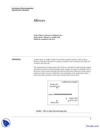 Mirrors - General Physcis - Lab Handouts - Docsity