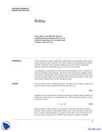 Rolling - General Physcis - Lab Handouts - Docsity