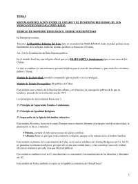 Sistemas de relación entre el estado y el fenómeno religioso - Apuntes - Derecho