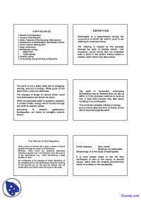 Nature of Earthquakes - General Geology - Lecture Slides - Docsity