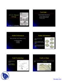 Earthquakes Two - General Geology - Lecture Slides - Docsity