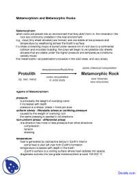 Metamorphic Rocks - Mineral Deposits - Lecture Notes - Docsity