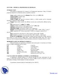 Chemical Properties of Minerals - Mineral Deposits - Lecture Notes ...