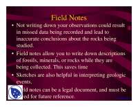 Field Notes - Mineral Deposits - Lecture Slides - Docsity