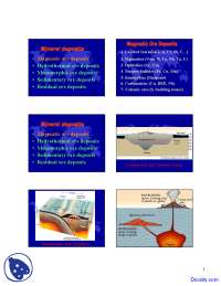 Hydrothermal - Mineral Deposits - Lecture Slides - Docsity