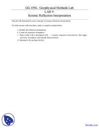 Seismic Reflection Interpretation - Seismology - Lab Notes - Docsity