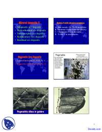 Magmatic - Mineral Deposits - Lecture Slides - Docsity