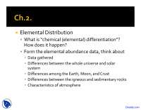 Elemental Distribution - Geochemistry I - Lecture Slides - Docsity