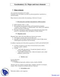 Trace Elements - Geochemistry I - Lecture Notes - Docsity