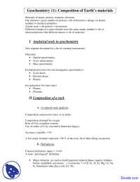 Analytical Tools - Geochemistry I - Lecture Notes - Docsity