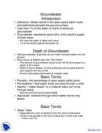 Groundwater - Environmental Geology - Lecture Notes