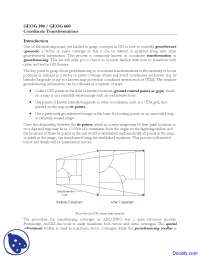 Coordinate Transformations - GIS and Mapping - Lecture Notes - Docsity