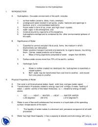 Hydrosphere - Environmental Geology - Lecture Notes
