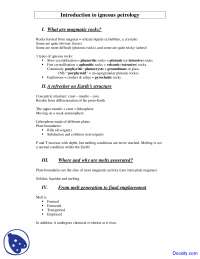 Igneous Petrology - Geochemistry I - Lecture Notes | Study notes ...