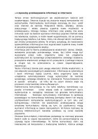 Sposoby przekazywania informacji w internecie - Notatki - Bazy danych
