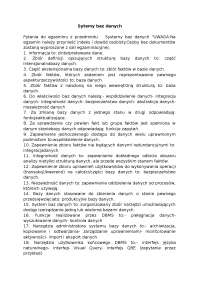 Sytemy baz danych - Notatki - Bazy danych