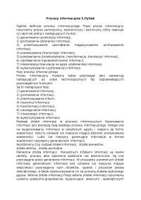 Procesy informacyjne  - Notatki - Bazy danych