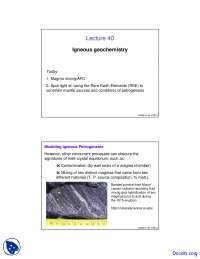 Magma - Geochemistry - Lecture Slides - Docsity